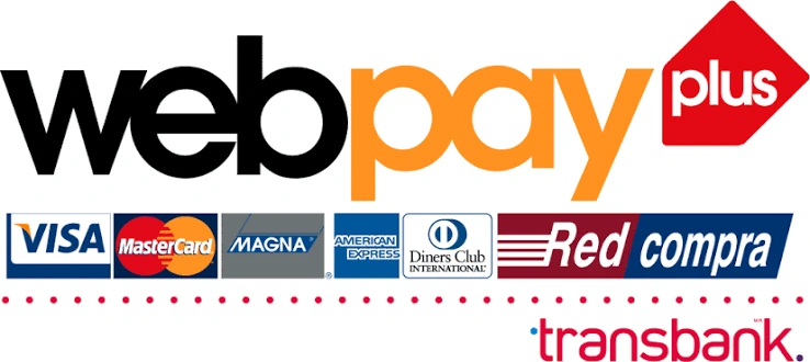 Paga con Webpay Plus de Transbank: Visa, Mastercard, Magna, American Express, Diners Club y Redcompra